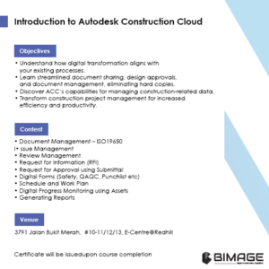 Introduction to Autodesk Construction Cloud (ACC) Course (2 Days) (1 pax)